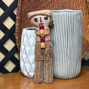 Vintage Reproduction Peruvian Chancay Burial Grave Doll Painted Tapestry…